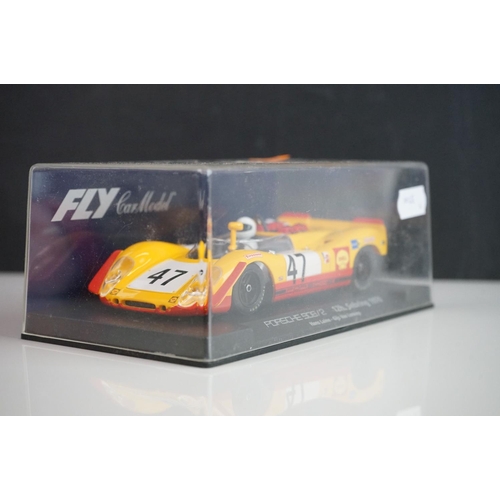 1025 - Six cased Fly Model slot cars to include C63 Porsche 908/3 Nurburgring 1971, 88098 Porsche 908/2 Seb... 