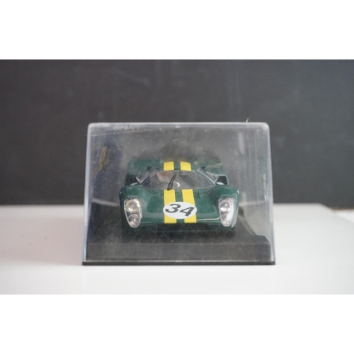 1026 - Six cased Fly Model slot cars to include 88092 Porsche 908/3 6th Watkins Glen 1972 (C-101), C68 Pors... 