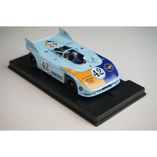 1026 - Six cased Fly Model slot cars to include 88092 Porsche 908/3 6th Watkins Glen 1972 (C-101), C68 Pors... 