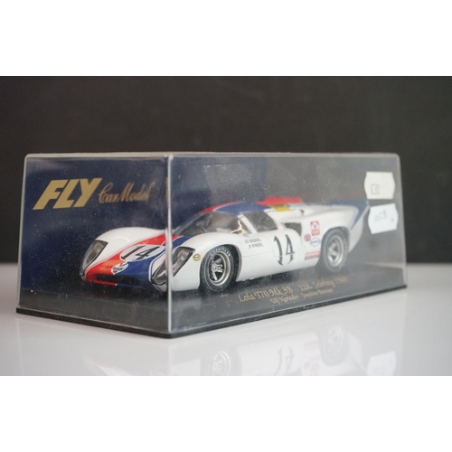 1028 - Six cased Fly Models slot cars to include 88121 Porsche 908 Flunder LH A-412, E141 Ford Capri RS Tur... 