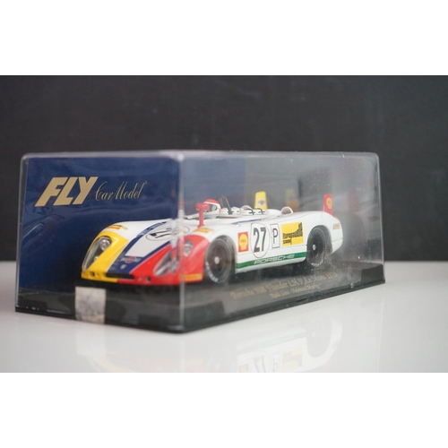 1028 - Six cased Fly Models slot cars to include 88121 Porsche 908 Flunder LH A-412, E141 Ford Capri RS Tur... 