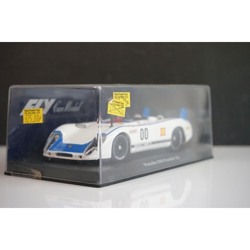 1028 - Six cased Fly Models slot cars to include 88121 Porsche 908 Flunder LH A-412, E141 Ford Capri RS Tur... 