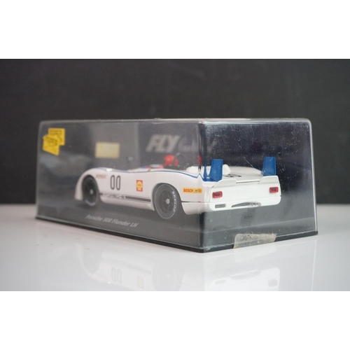 1028 - Six cased Fly Models slot cars to include 88121 Porsche 908 Flunder LH A-412, E141 Ford Capri RS Tur... 