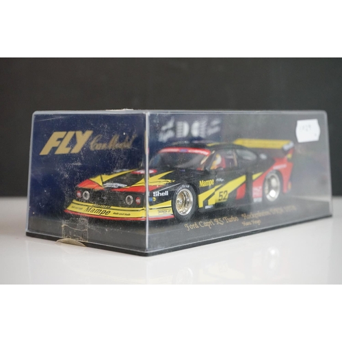 1029 - Six cased Fly Model slot cars to include A145 Ford Capri RS Turbo, A144L Ford Capri RS Turbo 1978, 8... 