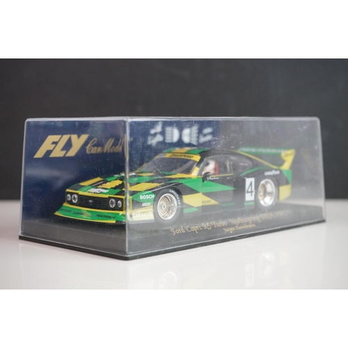 1029 - Six cased Fly Model slot cars to include A145 Ford Capri RS Turbo, A144L Ford Capri RS Turbo 1978, 8... 