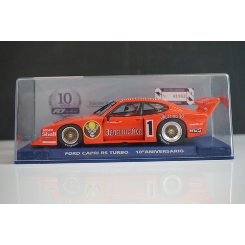 1040 - Five cased / boxed slots cars to include 3 x Flyslot (705101 Lola Y70 mk3B, 702103 Doran JE4 24H Day... 