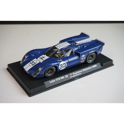 1042 - Six cased Fly slot cars to include Porsche 908 Zeltweg 70, Lola T70 mk 3B Daytona Historics 2000, Lo... 