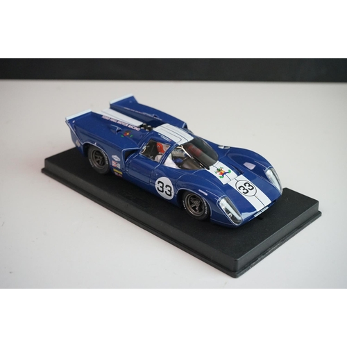 1042 - Six cased Fly slot cars to include Porsche 908 Zeltweg 70, Lola T70 mk 3B Daytona Historics 2000, Lo... 