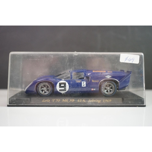 1042 - Six cased Fly slot cars to include Porsche 908 Zeltweg 70, Lola T70 mk 3B Daytona Historics 2000, Lo... 