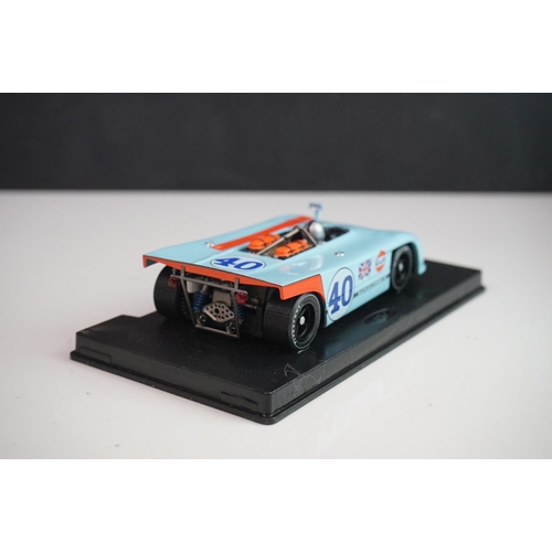 1042 - Six cased Fly slot cars to include Porsche 908 Zeltweg 70, Lola T70 mk 3B Daytona Historics 2000, Lo... 