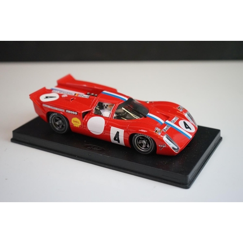 1042 - Six cased Fly slot cars to include Porsche 908 Zeltweg 70, Lola T70 mk 3B Daytona Historics 2000, Lo... 