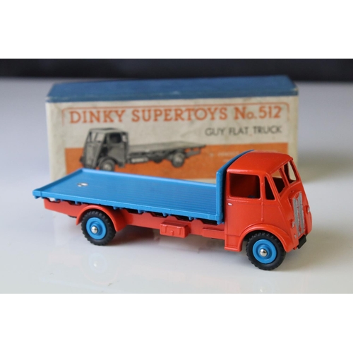 1050 - Two boxed Dinky Supetoys diecast models to include 512Guy Flat Truck in orange cab & chassis and blu... 