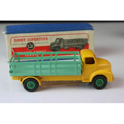 1050 - Two boxed Dinky Supetoys diecast models to include 512Guy Flat Truck in orange cab & chassis and blu... 