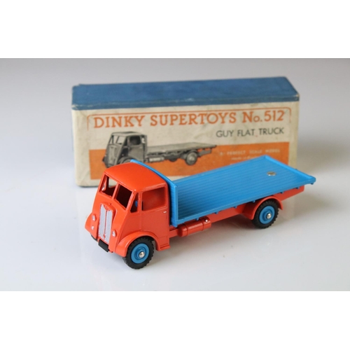 1050 - Two boxed Dinky Supetoys diecast models to include 512Guy Flat Truck in orange cab & chassis and blu... 