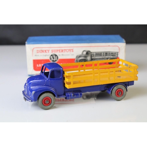 1051 - Two boxed Dinky Supertoys 531 Leyland Comet Lorry both with yellow trucks, one with blue can & red h... 