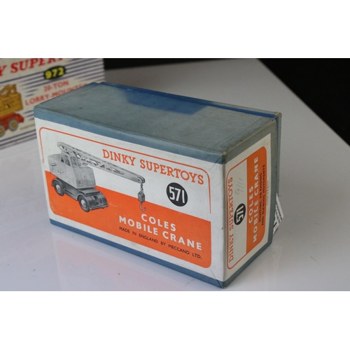 1058 - Two boxed Dinky Supertoys 'Coles' diecast models to include 571 Coles Mobile Crane (vg with paint ch... 