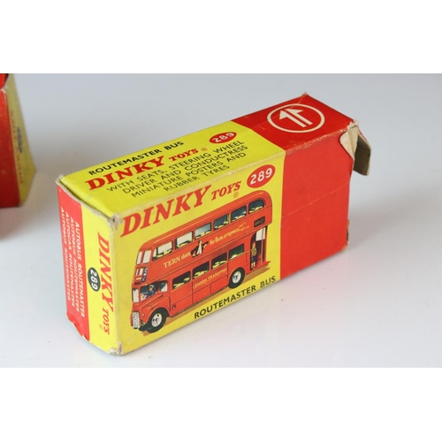 1060 - Two boxed Dinky diescast bus models to include 289 Routemaster Bus with Tern Shirts advertisement, a... 