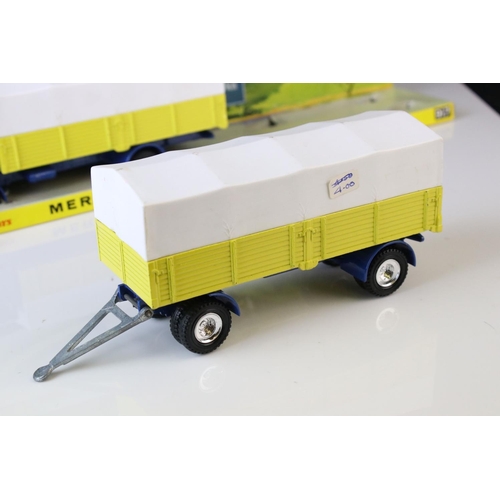 1066 - Boxed Dinky 917 Mercedes Benz Truck and Trailer diecast model in vg condition showing minor paint ch... 