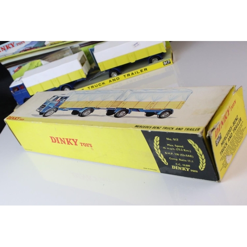 1066 - Boxed Dinky 917 Mercedes Benz Truck and Trailer diecast model in vg condition showing minor paint ch... 