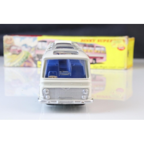 1067 - Boxed Dinky 952 Vega Major Luxury Coach diecast model in off white with purple stripes, light wear b... 