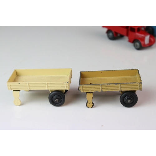 1068 - Five early play worn Dinky diecast models to include 3 x 30e (variants) and 2 x Trucks (1 x red cab,... 