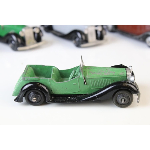 1070 - Nine early-mid 20th C Dinky diecast road models including 2 x 36F, some paint chips and re-painting,... 