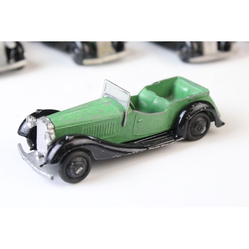 1070 - Nine early-mid 20th C Dinky diecast road models including 2 x 36F, some paint chips and re-painting,... 