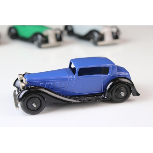 1070 - Nine early-mid 20th C Dinky diecast road models including 2 x 36F, some paint chips and re-painting,... 