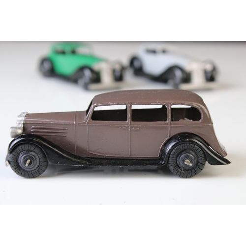 1070 - Nine early-mid 20th C Dinky diecast road models including 2 x 36F, some paint chips and re-painting,... 