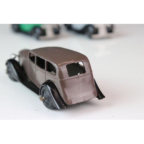 1070 - Nine early-mid 20th C Dinky diecast road models including 2 x 36F, some paint chips and re-painting,... 