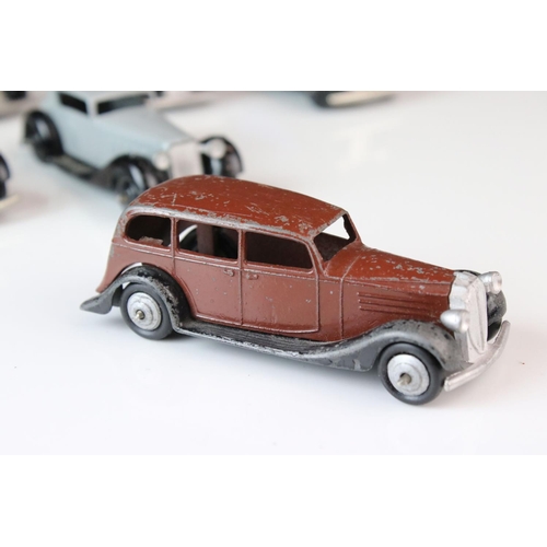 1070 - Nine early-mid 20th C Dinky diecast road models including 2 x 36F, some paint chips and re-painting,... 