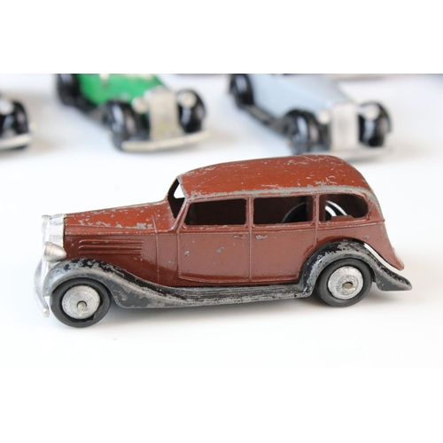 1070 - Nine early-mid 20th C Dinky diecast road models including 2 x 36F, some paint chips and re-painting,... 