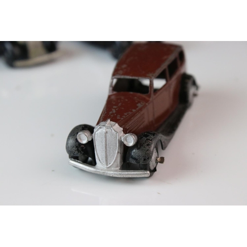 1070 - Nine early-mid 20th C Dinky diecast road models including 2 x 36F, some paint chips and re-painting,... 