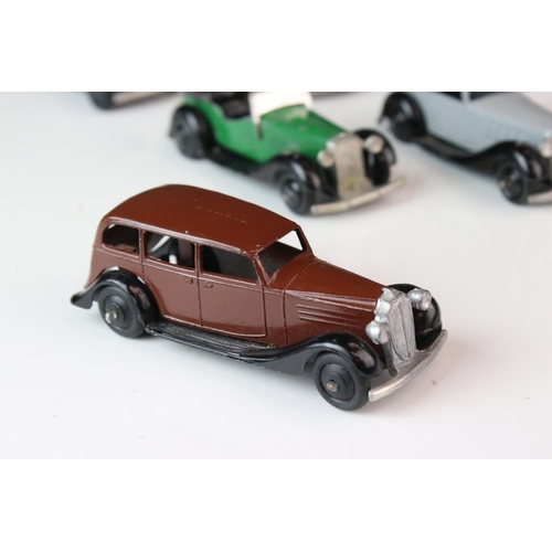 1070 - Nine early-mid 20th C Dinky diecast road models including 2 x 36F, some paint chips and re-painting,... 