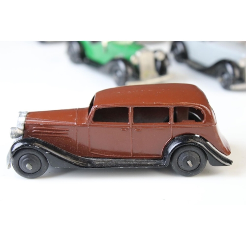 1070 - Nine early-mid 20th C Dinky diecast road models including 2 x 36F, some paint chips and re-painting,... 