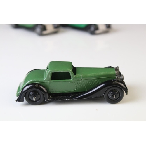 1071 - Ten early-mid 20th C Dinky diecast road models including 3 x 36b, 30b, 36g, 3 x 30C etc, some paint ... 