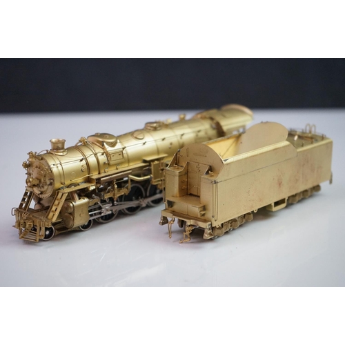 108 - Boxed Key Imports HO gauge N&W K-2A 4-8-2 Mountain brass locomotive & tender, made by Samhongsa (Kor... 