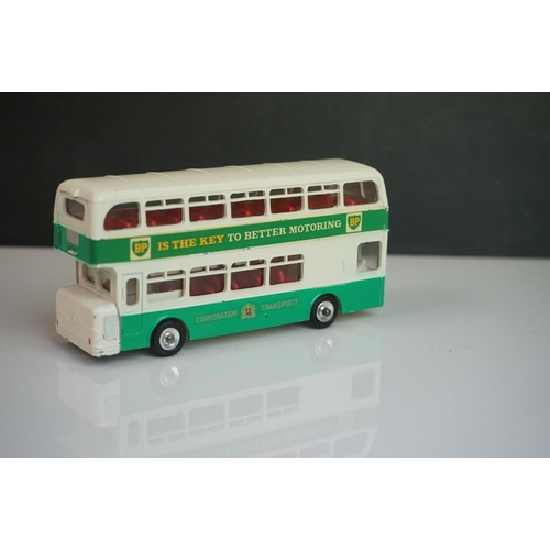 1084 - Ten play worn Dinky diecast buses to include FRench Autobus Parisien Somua Panhard, 4 x 290 Dunlop, ... 