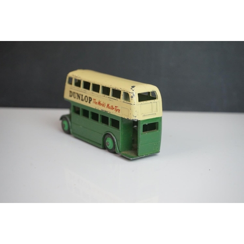 1084 - Ten play worn Dinky diecast buses to include FRench Autobus Parisien Somua Panhard, 4 x 290 Dunlop, ... 