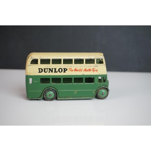 1084 - Ten play worn Dinky diecast buses to include FRench Autobus Parisien Somua Panhard, 4 x 290 Dunlop, ... 