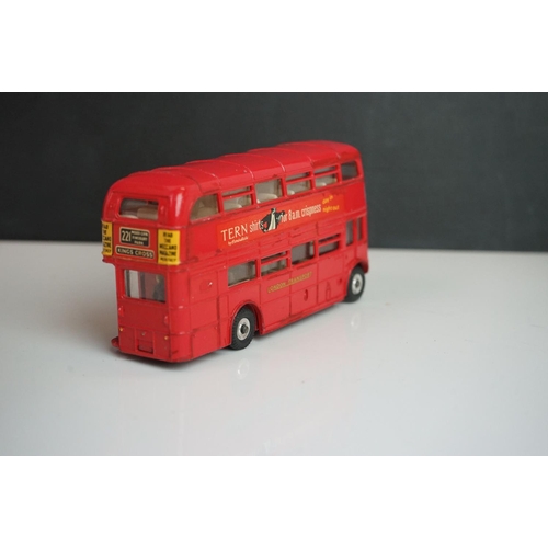 1084 - Ten play worn Dinky diecast buses to include FRench Autobus Parisien Somua Panhard, 4 x 290 Dunlop, ... 