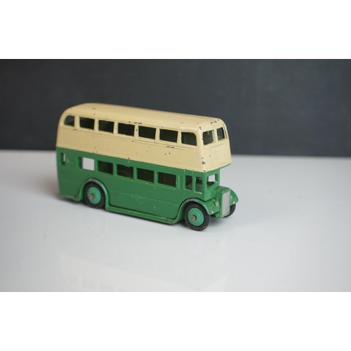 1084 - Ten play worn Dinky diecast buses to include FRench Autobus Parisien Somua Panhard, 4 x 290 Dunlop, ... 