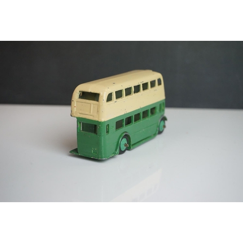 1084 - Ten play worn Dinky diecast buses to include FRench Autobus Parisien Somua Panhard, 4 x 290 Dunlop, ... 