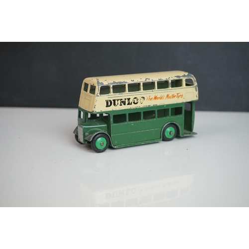 1084 - Ten play worn Dinky diecast buses to include FRench Autobus Parisien Somua Panhard, 4 x 290 Dunlop, ... 