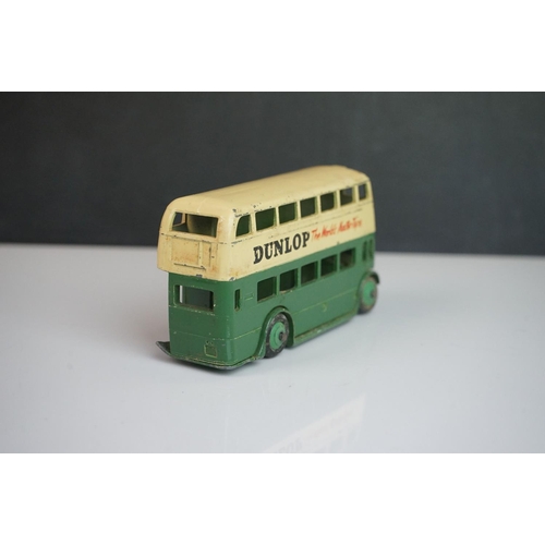 1084 - Ten play worn Dinky diecast buses to include FRench Autobus Parisien Somua Panhard, 4 x 290 Dunlop, ... 