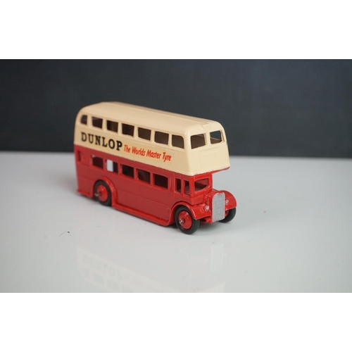 1084 - Ten play worn Dinky diecast buses to include FRench Autobus Parisien Somua Panhard, 4 x 290 Dunlop, ... 