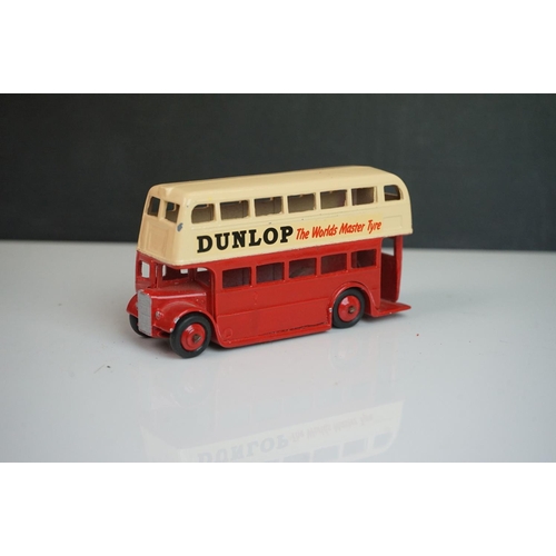 1084 - Ten play worn Dinky diecast buses to include FRench Autobus Parisien Somua Panhard, 4 x 290 Dunlop, ... 