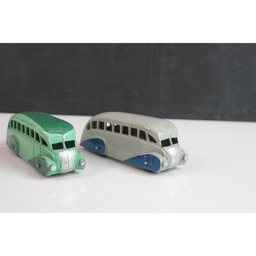 1085 - Seven Dinky diecast buses to include 2 x Luxury Coach (red & cream), 2 x Observation Coach, 2 x earl... 