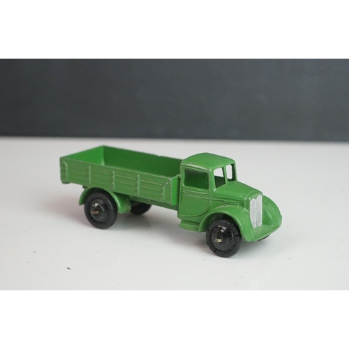 1090 - 11 Early-mid 20th C play worn Dinky diecast models to include 30J Austin, Dodge, Dublo Flatbed Truck... 