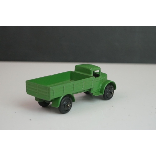 1090 - 11 Early-mid 20th C play worn Dinky diecast models to include 30J Austin, Dodge, Dublo Flatbed Truck... 